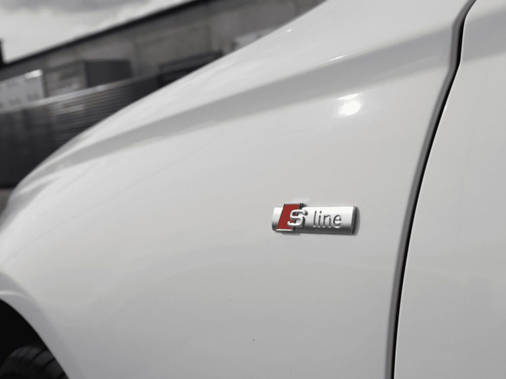 2X ORIGINAL S-LINE FENDER EMBLEM BADGE AUDI A1 A3 A4 B6 B7 A6 A7 Q2 Q3 Q5 Q7 Q8 TT E-TRON 8N0853601A